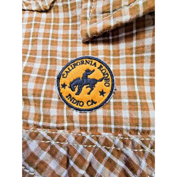 Ring of Fire Men’s M Brown Plaid Western Snap Shirt Long Sleeve Cowboy USA - Picture 5 of 16
